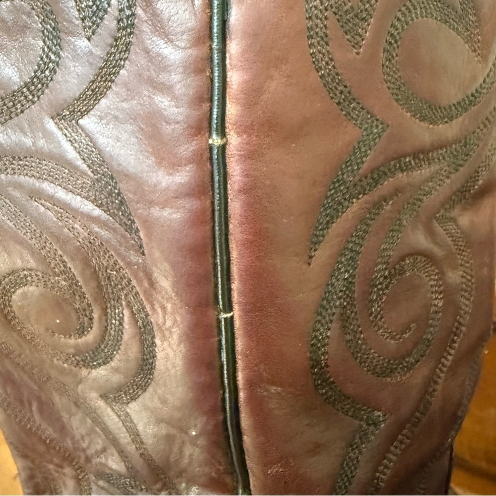 Dan Post brown Leather cowboy Boots Embroidery men’s 8 western pointed toe - Picture 15 of 16
